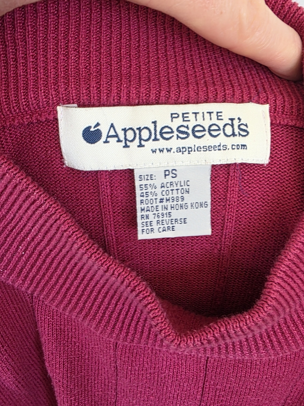 Appleseed's Women's Mock Neck Ribbed Sweater - Raspberry S - Picture 5 of 7